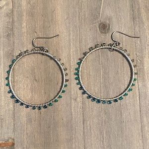 Hoop earrings with blue/green stones